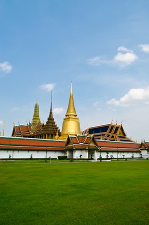 the grand palace with the grass field, Bangkokの写真素材