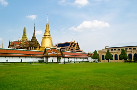 the grand palace with the grass field, Bangkokの写真素材