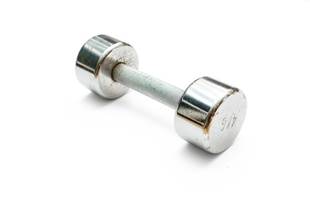 isolation of a 4kg metal dumbbellの写真素材