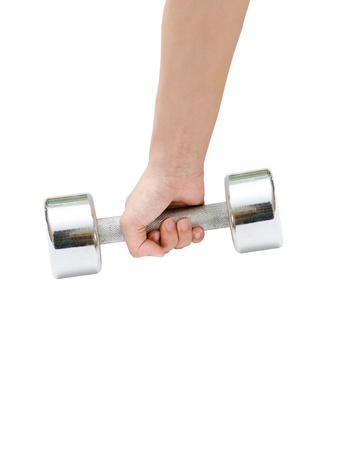 a hand holding a dumbbellの写真素材