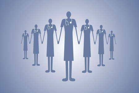 medical teams holding their handsのイラスト素材
