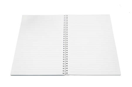 a blank opened notebook on the white backgroundの写真素材