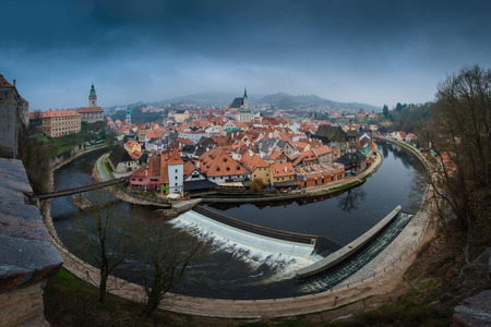 Cesky krumlov surrounded by Vltava Riverのeditorial素材