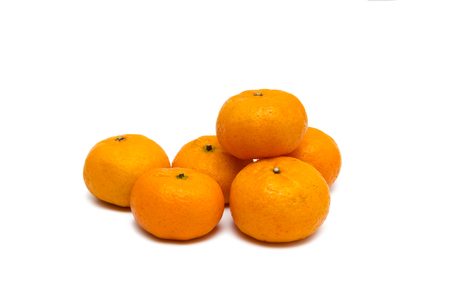 group of small fresh orange on the white backgroundの写真素材