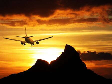 Plane leaving at dawn...の写真素材
