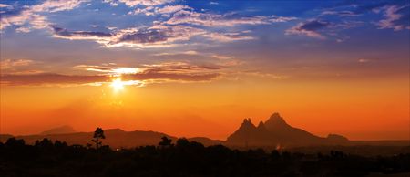 Mountain Range nearing sunset