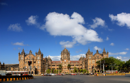Mumbai India Chhatrapati Shivaji Terminus UNESCO historic inndian terminalの写真素材