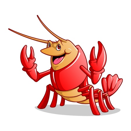 Smiling lobster is ideal as illustration for seafood, restaurant, snack, book, etc のイラスト素材