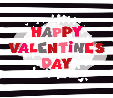 Cute card - Happy Valentine's Day. Doodle romantic lettering. Hand drawn illustration about love and friendship.のイラスト素材