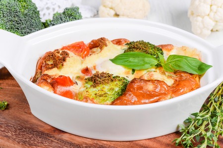 Fresh omelette for breakfast with greens shot close-upの写真素材