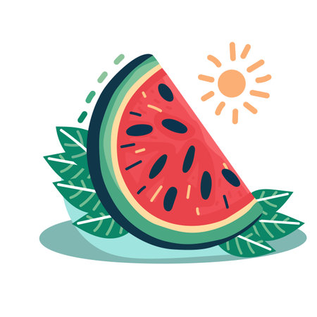 Watermelon fruit vintage. Vector illustration in flat style isolated on white background.のイラスト素材