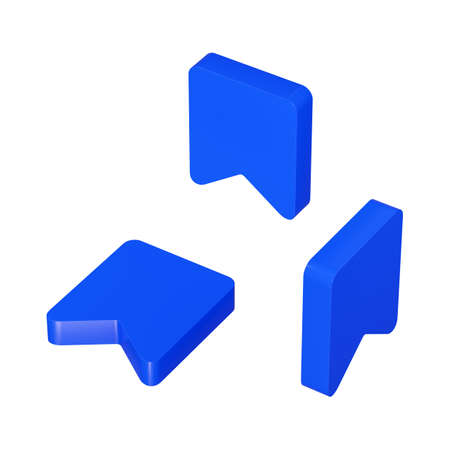 Glossy blue bookmark icon isolated on white backgroundの写真素材