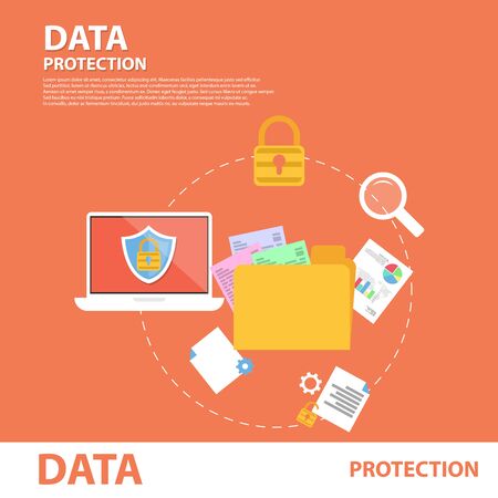 Data Protection flat icon banner conceptのイラスト素材