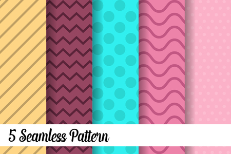 5 seamless pattern set fashion abstract paper art trending artworkのイラスト素材