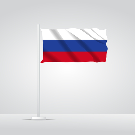 3D realistic Russia flag waving wind vectorのイラスト素材