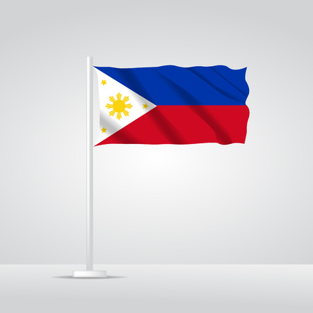 3D realistic philippines flag waving wind vectorのイラスト素材