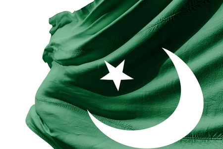 Isolated Pakistani Flag waving 3d Realistic fabricの写真素材