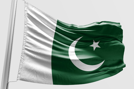 Isolated Pakistani Flag waving 3d Realistic fabricの写真素材