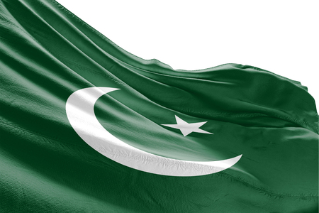 Isolated Pakistani Flag waving 3d Realistic fabricの写真素材
