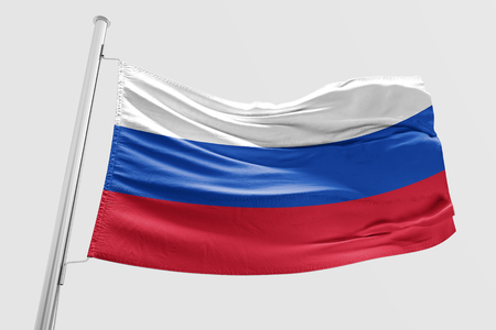 Isolated Russia Flag waving 3d Realistic fabricの写真素材
