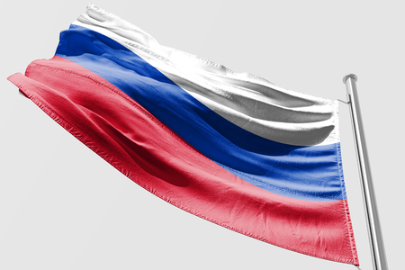 Isolated Russia Flag waving 3d Realistic fabricの写真素材