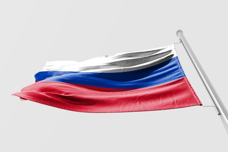Isolated Russia Flag waving 3d Realistic fabricの写真素材