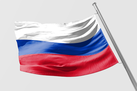 Isolated Russia Flag waving 3d Realistic fabricの写真素材