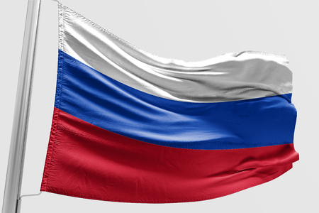 Isolated Russia Flag waving 3d Realistic fabricの写真素材