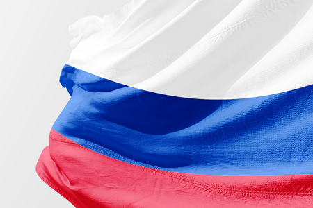 Isolated Russia Flag waving 3d Realistic fabricの写真素材