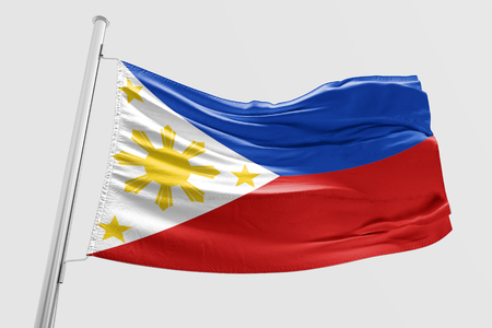 Isolated Philippine Flag waving 3d Realistic fabricの写真素材