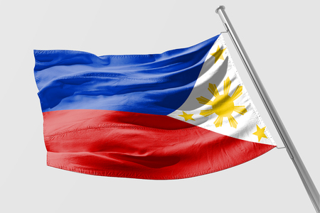 Isolated Philippine Flag waving 3d Realistic fabricの写真素材