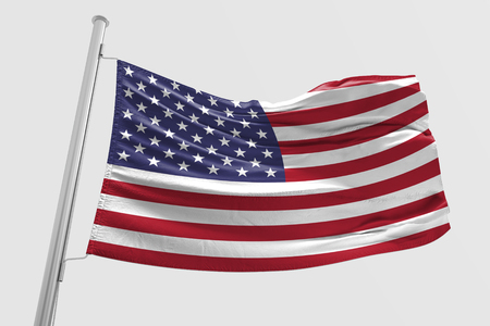 Isolated United State of America Flag waving 3d Realistic fabricの写真素材