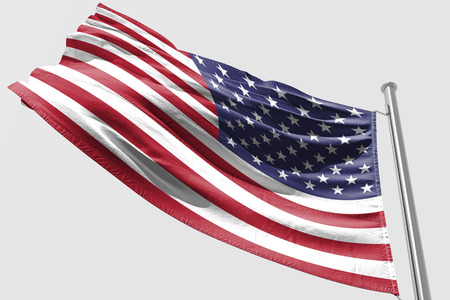 Isolated United State of America Flag waving 3d Realistic fabricの写真素材