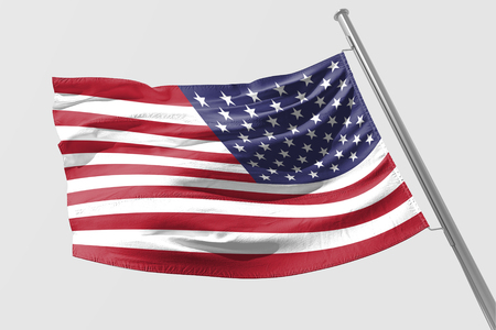 Isolated United State of America Flag waving 3d Realistic fabricの写真素材