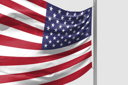 Isolated United State of America Flag waving 3d Realistic fabricの写真素材