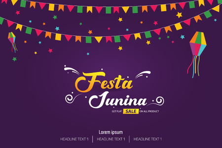 Festa Junina Brazilian June Festival vector background illustrationのイラスト素材
