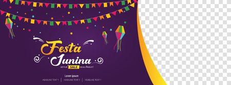 Festa Junina Brazilian festival cover banner template designのイラスト素材