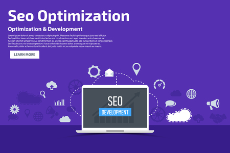 SEO Optimization Flat icons Banner template conceptのイラスト素材