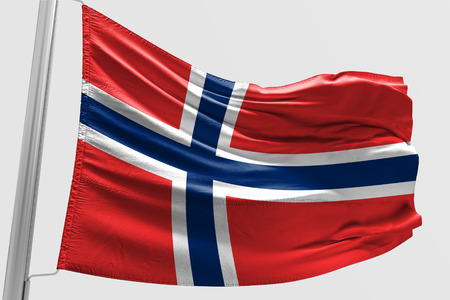 Isolated Norway Flag waving 3d Realistic fabricの写真素材