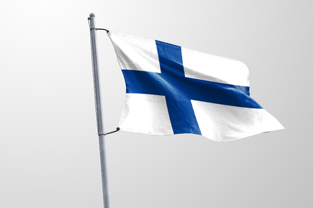 Isolated Finland Flag waving, 3D Realistic Finland Flag Renderedの写真素材