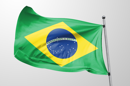 Isolated Brazil Flag waving, 3D Realistic Brazilian Flag Renderedの写真素材