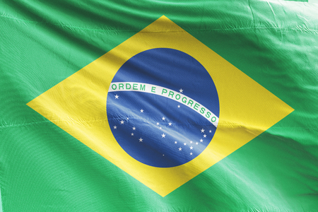 Isolated Brazil Flag waving, 3D Realistic Brazilian Flag Renderedの写真素材