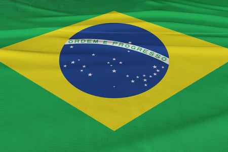 Isolated Brazil Flag waving, 3D Realistic Brazilian Flag Renderedの写真素材