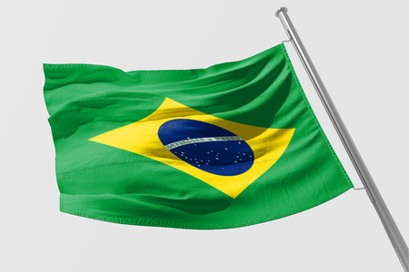 Isolated Brazil Flag waving, 3D Realistic Brazilian Flag Renderedの写真素材