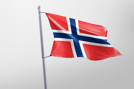 Isolated Noway Flag waving, 3D Realistic Norway Flag Renderedの写真素材