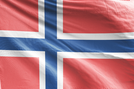 Isolated Noway Flag waving, 3D Realistic Norway Flag Renderedの写真素材