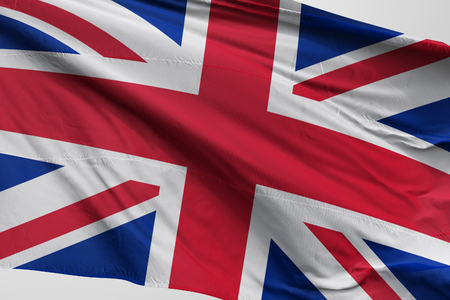 Isolated United Kingdom Flag waving 3d Realistic United Kingdom fabricの写真素材