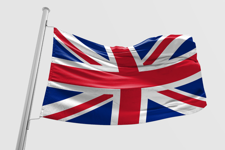 Isolated United Kingdom Flag waving 3d Realistic United Kingdom fabricの写真素材