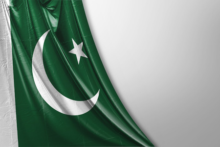 Isolated Pakistani Flag waving 3d Realistic Pakistani fabricの写真素材