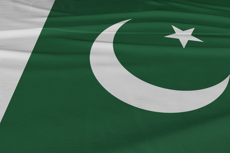 Isolated Pakistani Flag waving 3d Realistic Pakistani fabricの写真素材